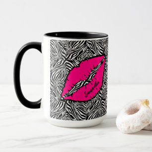 Simple Zebra with Pink Lips Personalized Mug
