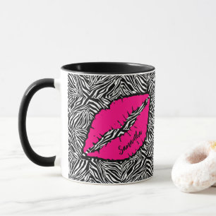 Simple Zebra with Pink Lips Personalized Mug