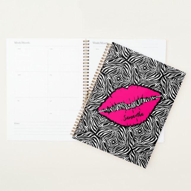 Simple Zebra with Pink Lips Personalized Planner (Display)