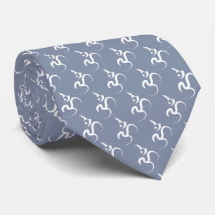 Simple Zen Silhouette Yoga & Om/Aum Calligraphy Tie