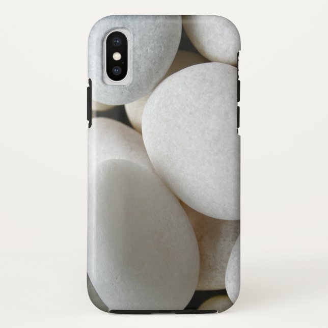Simple Zen White Pebbles Nature Photo Phone Case (Back)