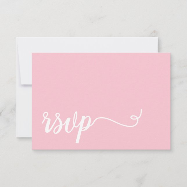 Simpleb Pink and white Calligraphy RSVP Wedding (Front)