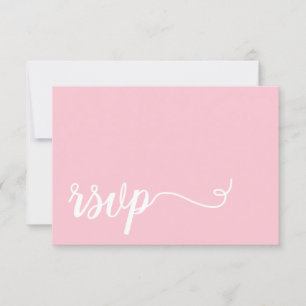 Simpleb Pink and white Calligraphy RSVP Wedding Card