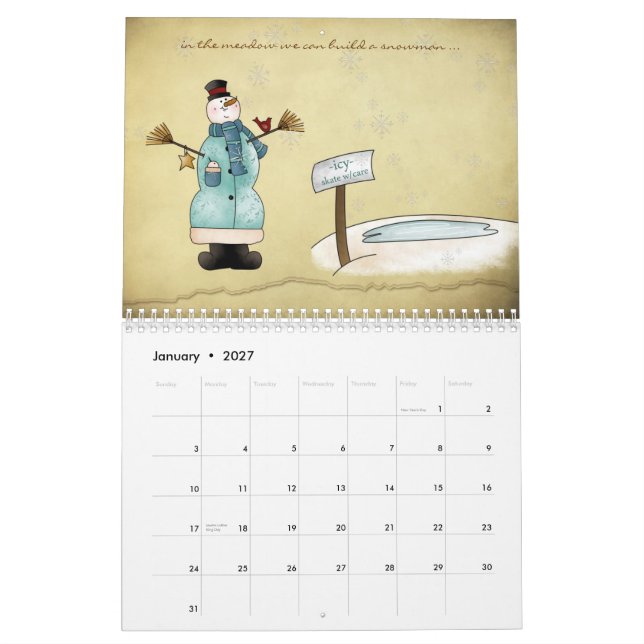 Simplement calendrier de pays (Jan 2027)