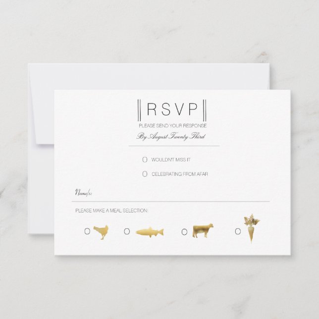 Simplement élégant | Moderne Black & Gold RSVP (Devant)