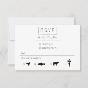 Simplement élégant   Moderne RSVP noir et blanc