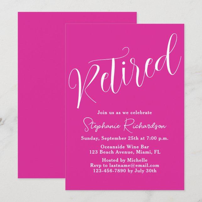Simplement Moderne Invitation Fête de Retraite Ros (Devant / Derrière)