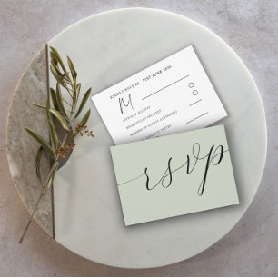 SimpleSage Green Calligraphy Wedding RSVP Card