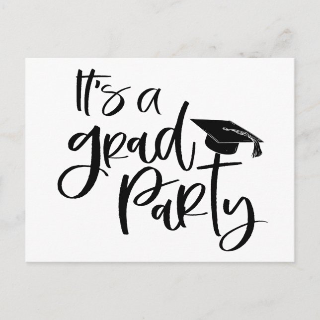 SIMPLEY BOLD It's a GRAD PARTY Graduate Invite Postcard (Front)