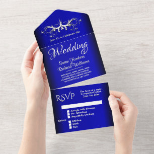 Simplicité Bleu Cobalt Tout En Un Invitation