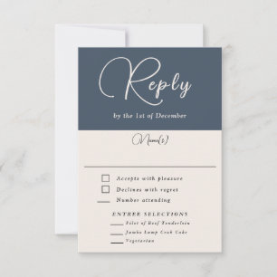 Simplicité moderne Marine Bleu Simple RSVP avec re
