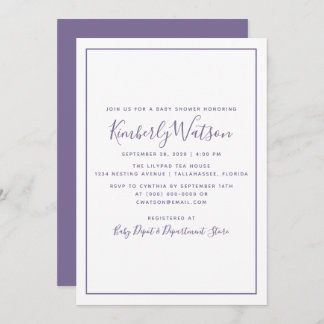 Simplicity Baby Shower Invite | Purple