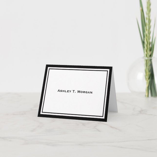 Simplicity Black Frame Personalized Note Cards (Front)