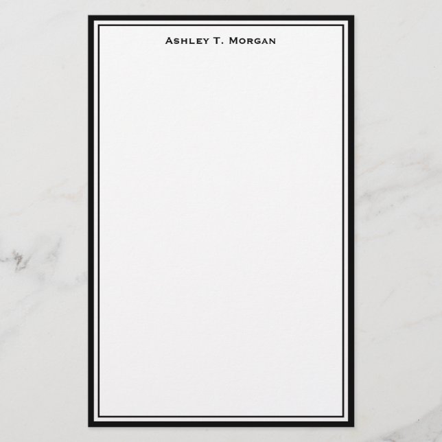 Simplicity Black White Personalized Stationery (Front)