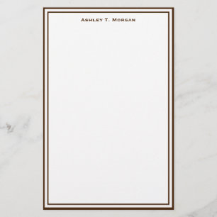 Simplicity Brown White Personalized Stationery