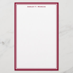 Simplicity Burgundy White Personalized Stationery
