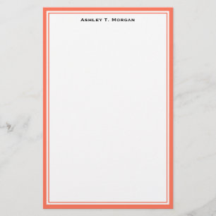 Simplicity Coral White Personalized Stationery