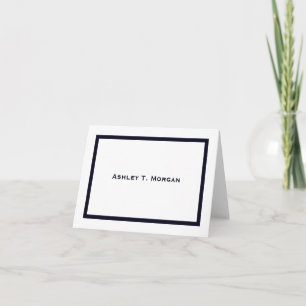 Simplicity: Dark Blue Band Personalized Note Cards