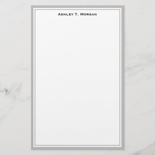 Simplicity DIY Frame White Personalized Grey Stationery (Front)