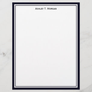 Simplicity Dk Blue / White Personalized Letterhead