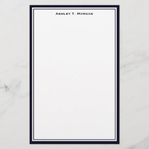 Simplicity Dk Blue / White Personalized Stationery