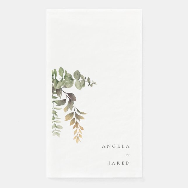 Simplicity & Fall Foliage Wedding Couple Names  Napkin (Front)