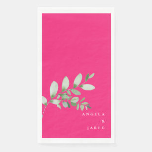 Simplicity & Foliage Wedding Bright Hot Pink Napkin