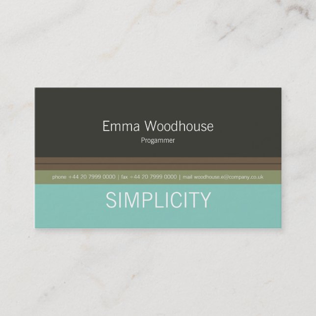 Simplicity Green & Teal Business Card (Front)