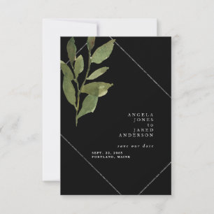 Simplicity & Greenery Black Wedding  Save The Date
