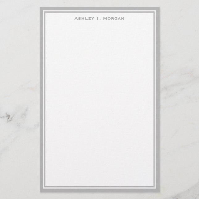Simplicity Grey / White Personalized Stationery (Front)