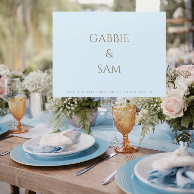 Simplicity Icy Blue Wedding Save our Date Magnetic Invitation (Creator Uploaded)