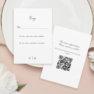 Simplicity Monogram Minimal Wedding RSVP Card