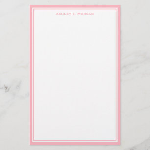Simplicity Pink White Personalized Stationery