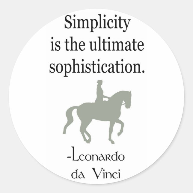 Simplicity Quote With Dressage Horse Classic Round Sticker (Front)