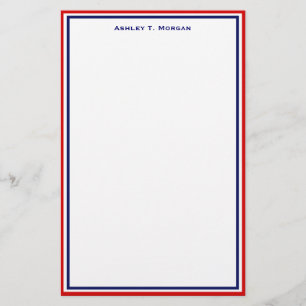 Simplicity Red White Blue Personalized Stationery