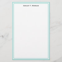 Simplicity Robin Egg White Personalized Stationery