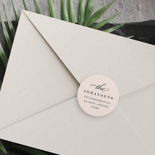 Simplicity Round Return Address Sticker | Blush (Creator Uploaded)