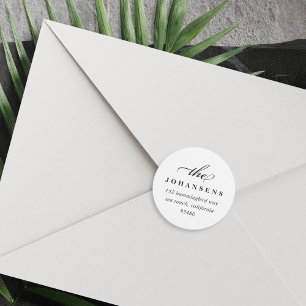 Simplicity Round Return Address Sticker   White