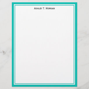 Simplicity Teal White Personalized Letterhead
