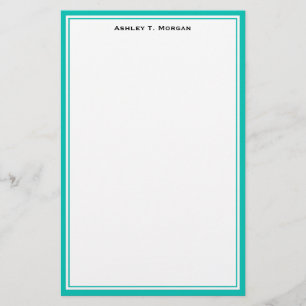 Simplicity Teal / White Personalized Stationery