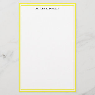 Simplicity Yellow / White Personalized Stationery