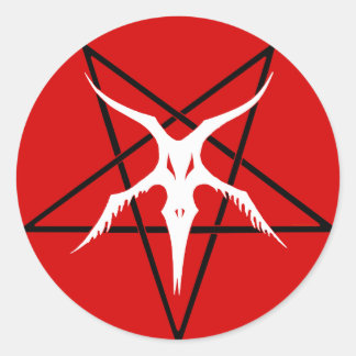 Simplified Baphomet Pentagram - Red Classic Round Sticker