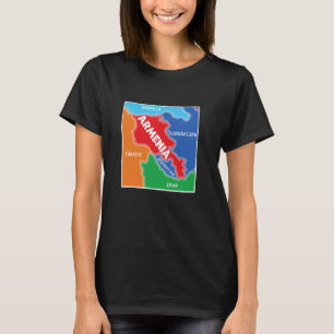 simplified Coloured Map of Armenia with Neighbouri T-Shirt