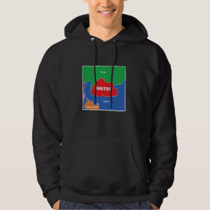 simplified Coloured Map of Bhutan with Neighbourin Hoodie