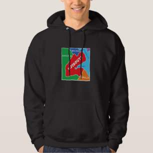 simplified Coloured Map of Djibouti, Neighbouring  Hoodie