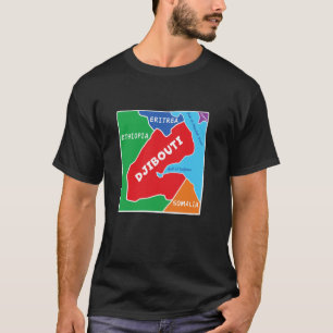 simplified Coloured Map of Djibouti, Neighbouring T-Shirt
