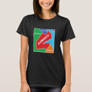 simplified Coloured Map of Djibouti, Neighbouring  T-Shirt