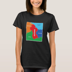 simplified Coloured Map of Guyana with Neighbourin T-Shirt