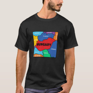 simplified Coloured Map of Hungary with Neighbouri T-Shirt