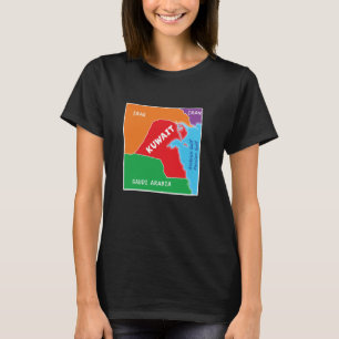simplified Coloured Map of Kuwait with Neighbourin T-Shirt